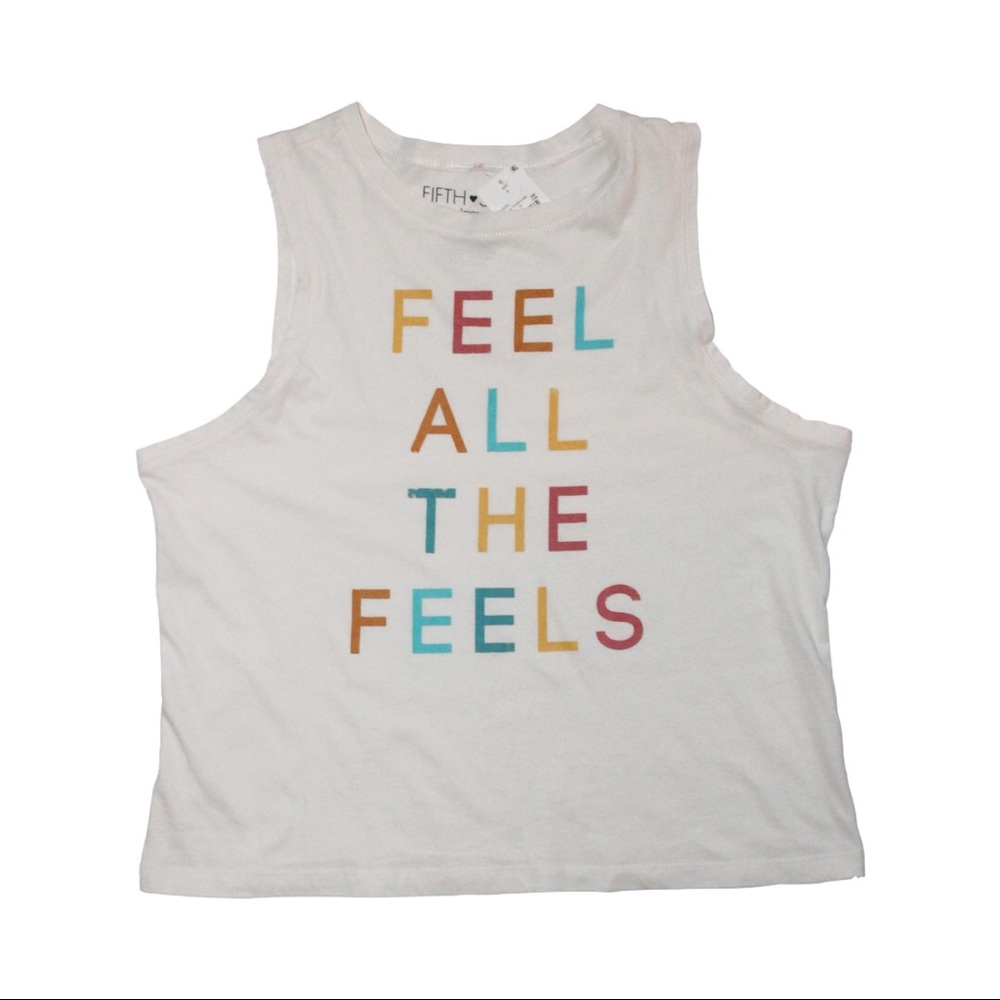 Fifth Sun Crop Sleeveless Graphic Tee/ Tank LG EUC